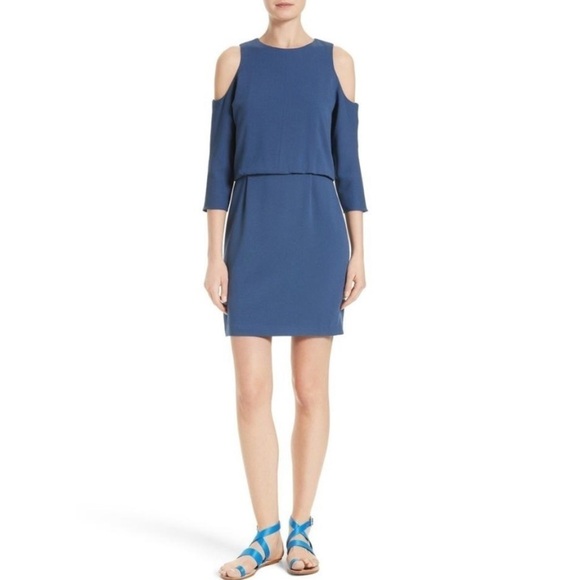 NWT Tibi Savanna Cold Shoulder Sheath Dress Delta - Picture 3 of 7